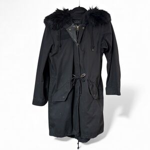 Zara • Oversized Fur Hood Adirondack Utility Jacket